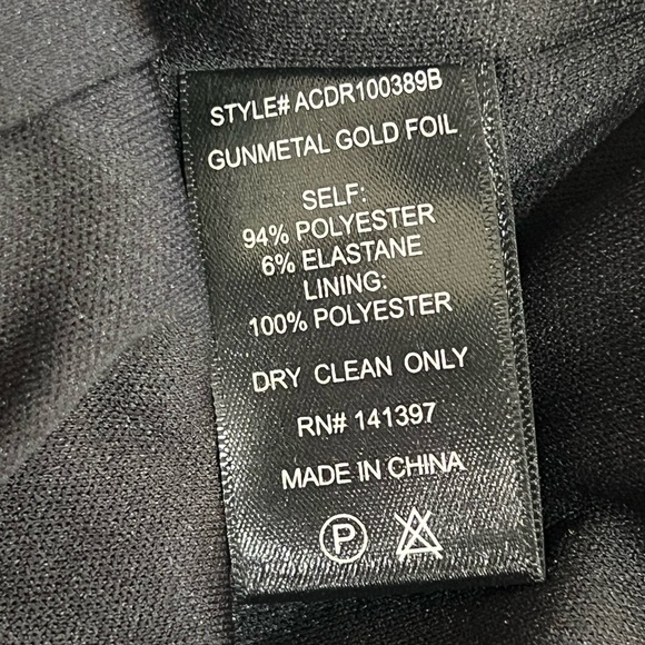 ASTR Gunmetal Gold Foil Ruched Mini Dress Women’s Small Like New - Picture 7 of 10